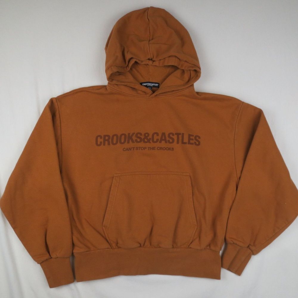 Crooks & Castles Hoodie Womens M Orange Cropped Pullover Cant Stop The Crooks